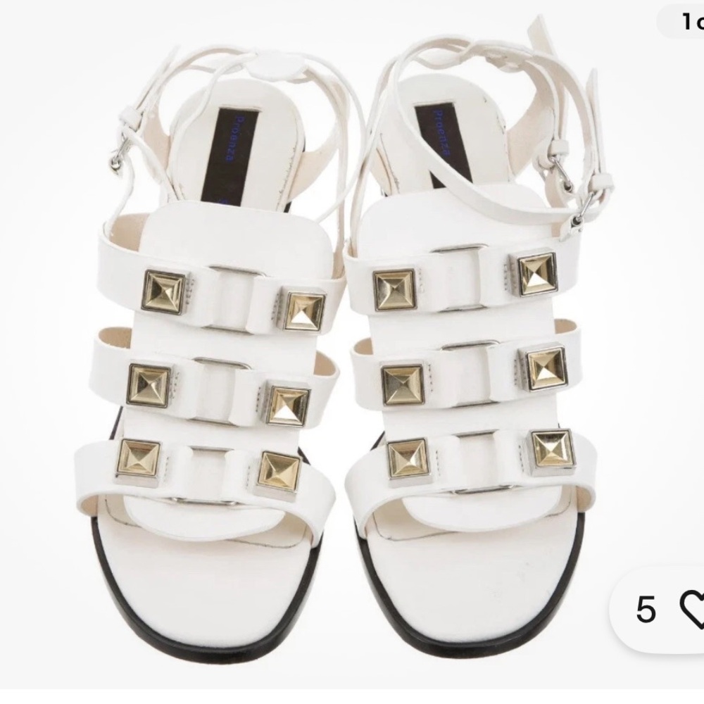 EUC Proenza Schouler White Gladiator Studded Heels